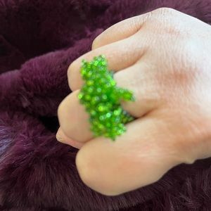 Bead Burst Ring Artisan Handmade Beaded Jewelry Boho Vintage Craft